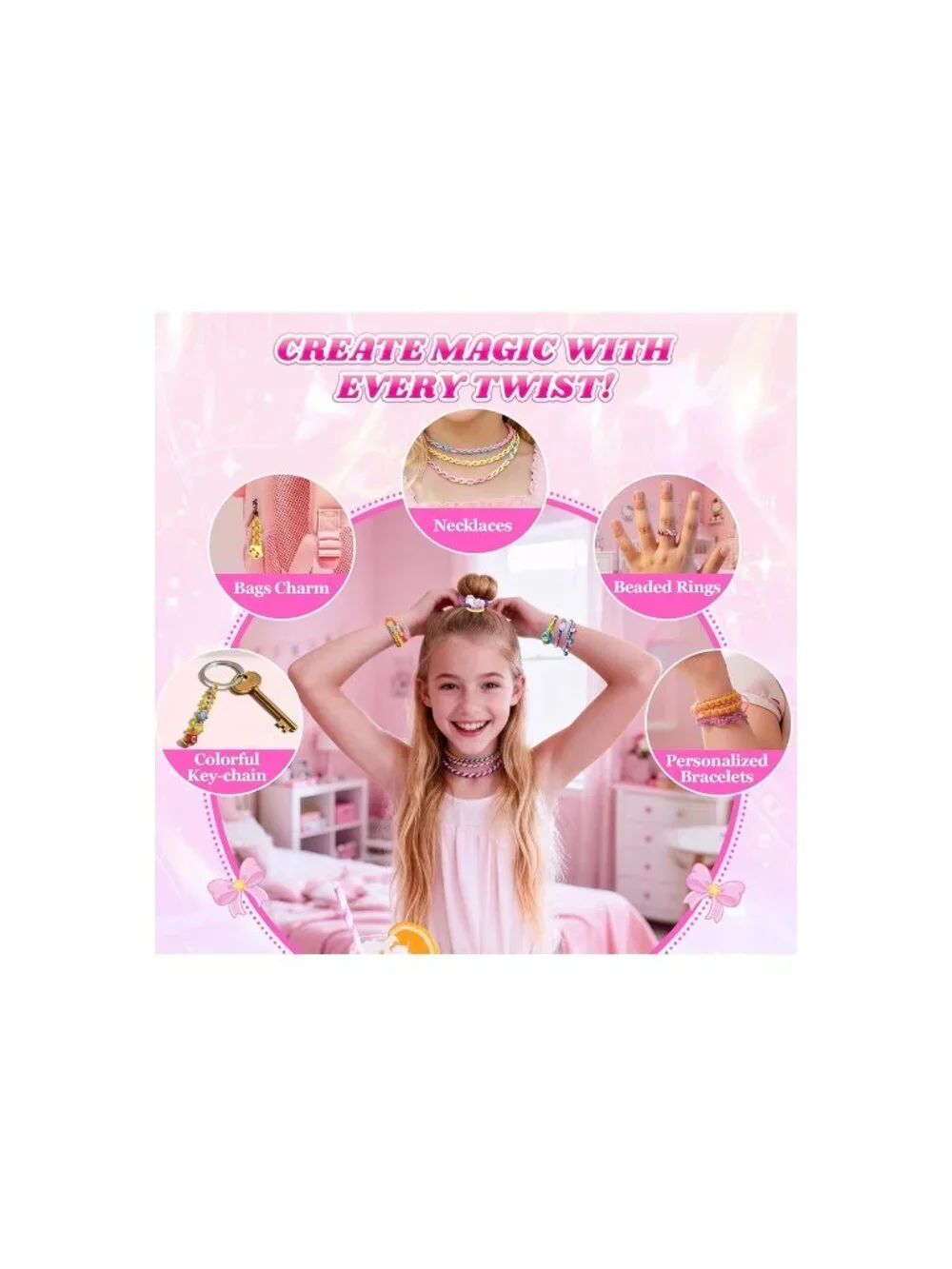 Unicorn Braiding Bracelet Making Kit For Girls Loom Charms Birthday Gift